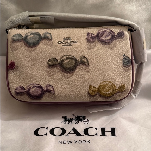 💜🍬Coach NWT Cream Candy Print Nolita 19 Wristlet with Silver Hardware - Picture 7 of 10